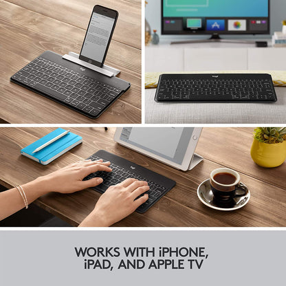Logitech Keys-to-Go Ultra-Portable, Stand-Alone Keyboard COMPATIBLE DEVICES all iOS devices including iPad, iPhone and Apple TV 920-006701