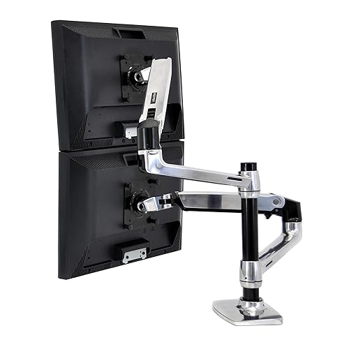 Ergotron – LX Vertical Stacking Dual Monitor Arm, VESA Desk Mount – for 2 Monitors Up to 24 Inches, 7 to 20 lbs Each – Polished Aluminum Polished Aluminum 13 Inch Pole