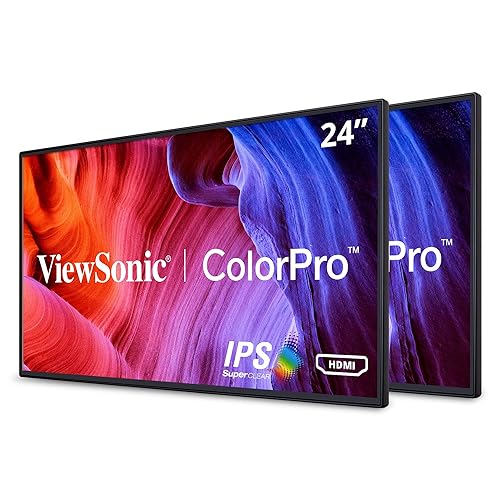 ViewSonic VP2468_H2 24-Inch Premium Dual Pack Head-Only IPS 1080p Monitors with ColorPro 100% sRGB Rec 709, 14-bit 3D LUT, Eye Care, HDMI, USB, DP Daisy Chain, VESA 24-Inch Dual Pack Head Only