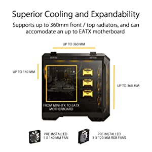ASUS TUF Gaming GT501 Mid-Tower Computer Case for up to EATX Motherboards with USB 3.0 Front Panel Cases GT501/GRY/WITH Handle TUF GT501 Grey Case