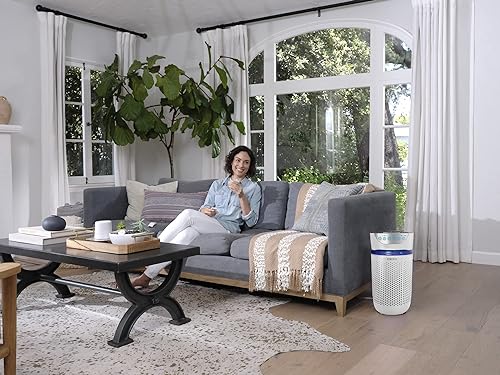 HoMedics TotalClean Tower Air Purifier HEPA Filter 4-in-1 Purifying with Ionizer, Carbon Odor Filter for Small Rooms, Home Office, White