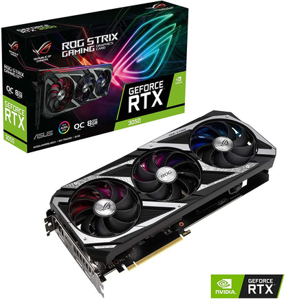 ASUS ROG Strix NVIDIA GeForce RTX 3050 OC Edition Gaming Graphics Card - PCIe 4.0, 8GB GDDR6, HDMI 2.1, DisplayPort 1.4a, Axial-tech Fan Design, 2.7-Slot, Super Alloy Power II, GPU Tweak II