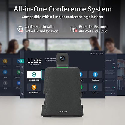 KanDao 2023 Meeting Ultra Standard Web-conferencing Solution, All-in-One Video Conference Room Camera System, Dual 4K HDR 360 Wide Field Auto-framing & Zooming Meeting Camera for Large Meeting Rooms Black Meeting Ultra Standard