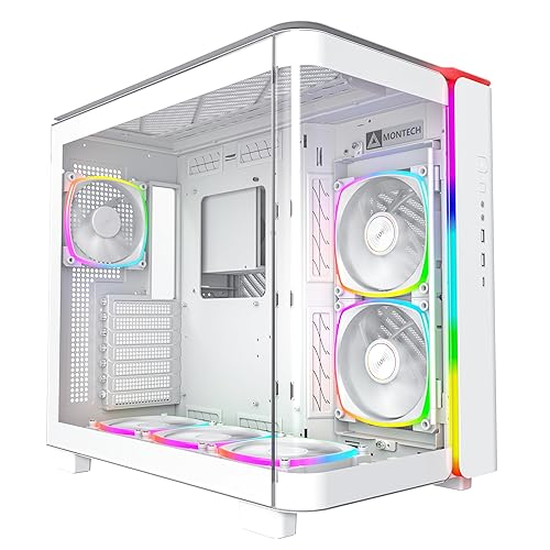 King 95 PRO Dual-Chamber ATX Mid-Tower PC Gaming Case, High-Airflow, Toolless Panels, Sturdy Curved Tempered Glass Front, 6 ARGB PWM Fan Pre-Installed with Fan Hub, White KING 95 PRO KING 95 PRO (W)