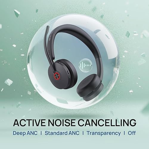 Yealink WH68 Hybrid ANC DECT&Bluetooth Wireless Headset with Adapter, 492ft Rang Stereo Active Noise Cancellation Headphones for Teams,Zoom,UCwith 6X Mic, 32H Call,Dual Ear Headsets (PC,Mobile,Phone)