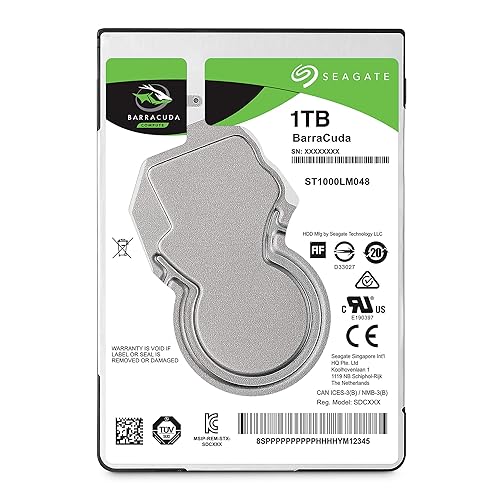 Seagate BarraCuda 1TB Internal Hard Drive HDD - 2.5 Inch SATA 6 Gb/s 5400 RPM 128MB Cache For PC Laptop (ST1000LM048)