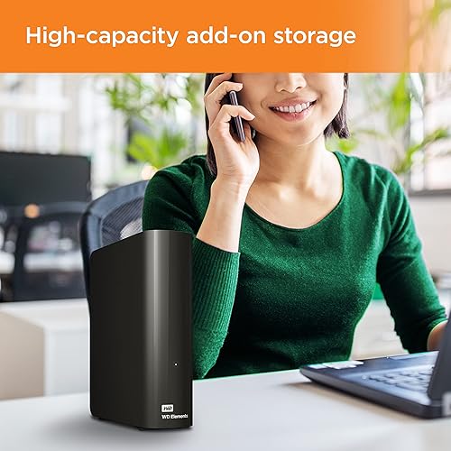 24TB WD Elements Desktop External Hard Drive for Plug-and-Play Storage, USB 3.2 Gen1, External Hard Drive for Plug-and-Play Storage - WDBWLG0240HBK-NESN 24TB Desktop