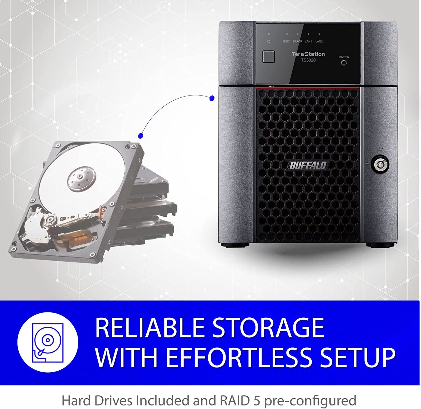 BUFFALO TeraStation 3420DN 4-Bay Desktop NAS 4TB (2x2TB) with HDD NAS Hard Drives Included 2.5GBE / Computer Network Attached Storage / Private Cloud / NAS Storage/ Network Storage / File Server 4 TB (2 x 2TB) TeraStation 3420DN Desktop NAS 4 Drive Bays