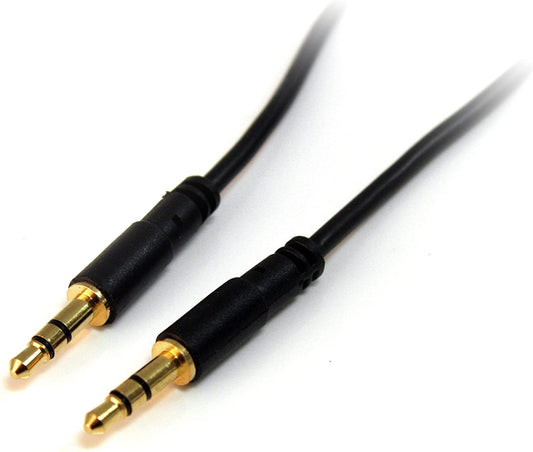 StarTech.com 3.5mm Audio Cable - 3 ft - Slim - M / M - AUX Cable - Male to Male Audio Cable - AUX Cord - Headphone Cable - Auxiliary Cable (MU3MMS), Black