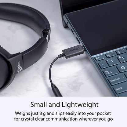 ASUS Ai Noise-Canceling Mic Adapter | Built-in Artificial Intelligence Isolates Background Noise, Enhance Voice Clarity | Improve Quality of Conference Calls, Music | Supports USB-C &amp; USB 2.0-3.5 mm