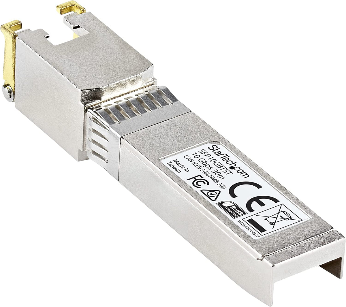 StarTech.com MSA Uncoded Compatible SFP+ Module - 10GBASE-T - SFP to RJ45 Cat6/Cat5e - 10GE Gigabit Ethernet SFP+ - RJ-45 30m -(SFP10GBTST) 10GBase-T Single