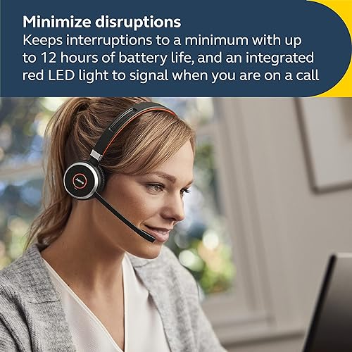 Jabra Evolve 65 SE Link380a UC Stereo- Bluetooth Headset with Noise-Cancelling Microphone, Long-Lasting Battery and Dual Connectivity - Works with All Other Platforms - Black