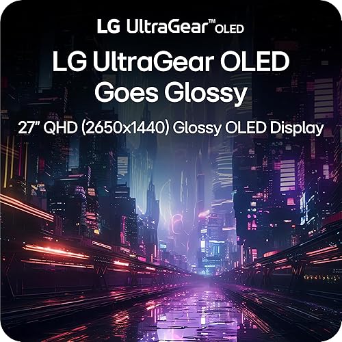 LG 27GX704A-B 27-inch Ultragear OLED Gaming Monitor QHD 1440p 240Hz, 0.03ms, NVIDIA G-Sync, AMD FreeSync Premium Pro, HDMI, USB, Tilt/Height/Swivel/Pivot Stand, Black 27" QHD 2560 x 1440 240Hz