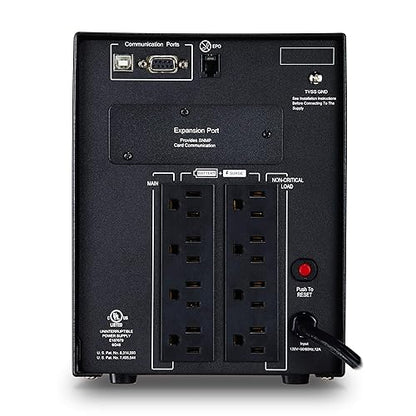CyberPower PR1500LCD Smart App Sinewave UPS System, 1500VA/1500W, 8 Outlets, AVR, Mini-Tower 1500VA UPS System