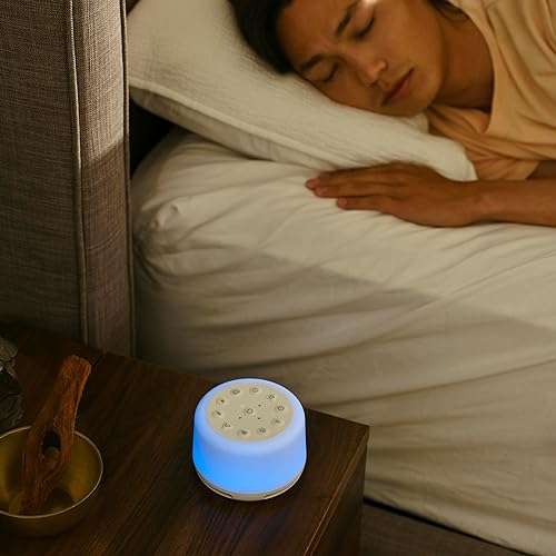 Homedics SoundSleep Aura, Sound Machine for Better Sleep, 7-Color Mood-Enhancing Light, 28 Soothing Sounds, Bluetooth Compatible, Meditation & Mindfulness Aid, Portable