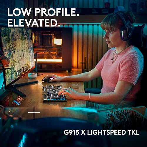 Logitech G915 X Lightspeed TKL Low-Profile Wireless Gaming Keyboard, Double-Shot PBT Keycaps, Fully Programmable Keys, RGB Backlighting, Sleek Aluminum Finishing, GL Blue Clicky - PC/Mac