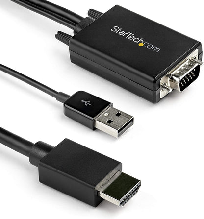 StarTech.com 2m VGA to HDMI Converter Cable with USB Audio Support &amp; Power - Analog to Digital Video Adapter Cable to connect a VGA PC to HDMI Display - 1080p Male to Male Monitor Cable (VGA2HDMM2M)