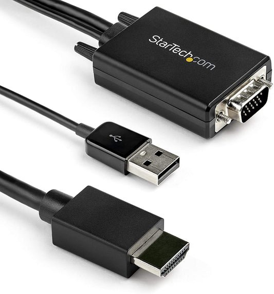 StarTech.com 2m VGA to HDMI Converter Cable with USB Audio Support &amp; Power - Analog to Digital Video Adapter Cable to connect a VGA PC to HDMI Display - 1080p Male to Male Monitor Cable (VGA2HDMM2M)