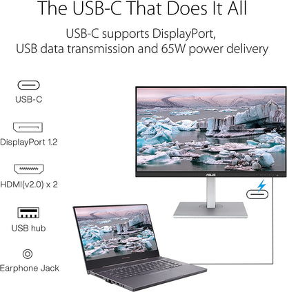 ASUS ProArt Display PA279CV 27” 4K HDR UHD (3840 x 2160) Monitor, IPS, 100% sRGB/Rec. 709, ?E &lt; 2, USB-C DisplayPort HDMI USB hub, Calman Verified, Eye Care, Tilt Pivot Swivel Height Adjustable 27&quot; IPS 4K HDR USB-C HDMI USB hub