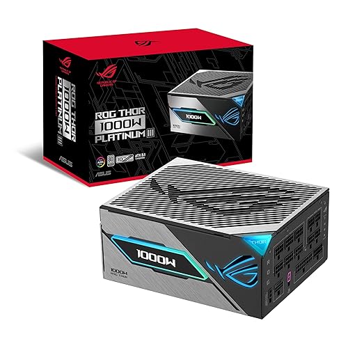 ASUS ROG Thor 1000W Platinum III PSU (80 Plus Platinum Certified, ATX 3.1, GaN MOSFET, GPU-First Intelligent Voltage Stabilizer, Magnetic OLED Display, Turbo Mode)