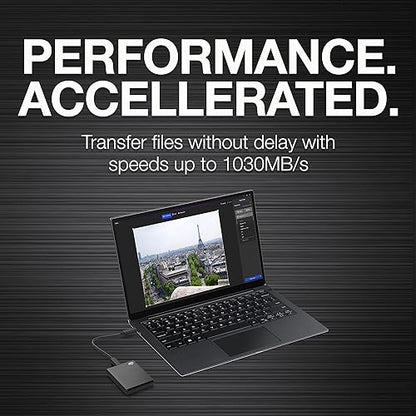 Seagate One Touch External Solid State Drive, 1 TB, USB 3.0, Black