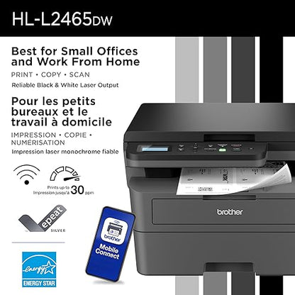 Brother HL-L2465DW Wireless Compact Monochrome Multifunction Laser Printer with Refresh Subscription Option