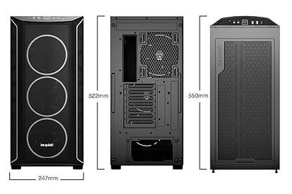be quiet! Shadow Base 800 FX - ARGB - 4 Light Wings 140mm PWM Fans - Mid-Tower PC Gaming Case - 420mm radiators or E-ATX motherboards Support - Black - BGW63 BGW63 Black
