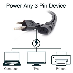 C2g/ cables to go C2G Power Cord, Replacement Power Cable, 3 Pin Connector, Universal Power Cord, 16 AWG, Black, 4 Feet (1.21 Meters), Cables to Go 29926 Black 4 Feet C13 to 5-15 Cord