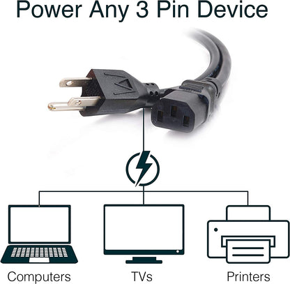 C2g/ cables to go C2G Power Cord, Replacement Power Cable, 3 Pin Connector, Universal Power Cord, 16 AWG, Black, 8 Feet (26.24 Meters), Cables to Go 29928 Black 8 Feet C13 to 5-15 Cord