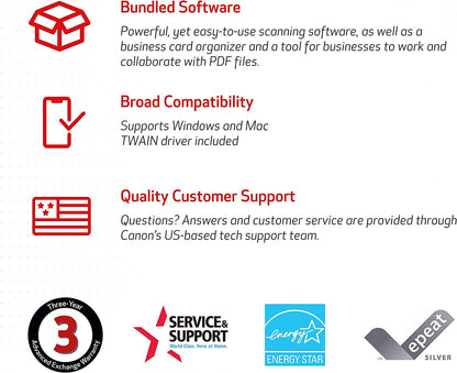 Canon ImageFORMULA DR-C225 II Office Document Scanner, Black - 3258C002