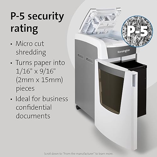 Kensington Shredder - New OfficeAssist 600-Sheet Auto-Feed Micro Cut Anti-Jam Heavy Duty Shredder with 29 gallons Waste Capacity, Lockable Chamber and 4 Casters (K52052AM) 29-gallon/1300-sheet bin