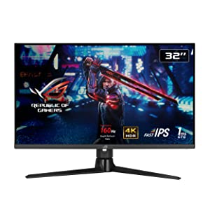 ASUS ROG Strix 32” HDMI 2.1 DSC Gaming Monitor (XG32UQ) - 4K UHD (3840 x 2160), Fast IPS, 160Hz, 1ms, G-SYNC compatible, FreeSync Premium Pro, DisplayPort, USB, HDMI, DisplayHDR600, Variable Overdrive