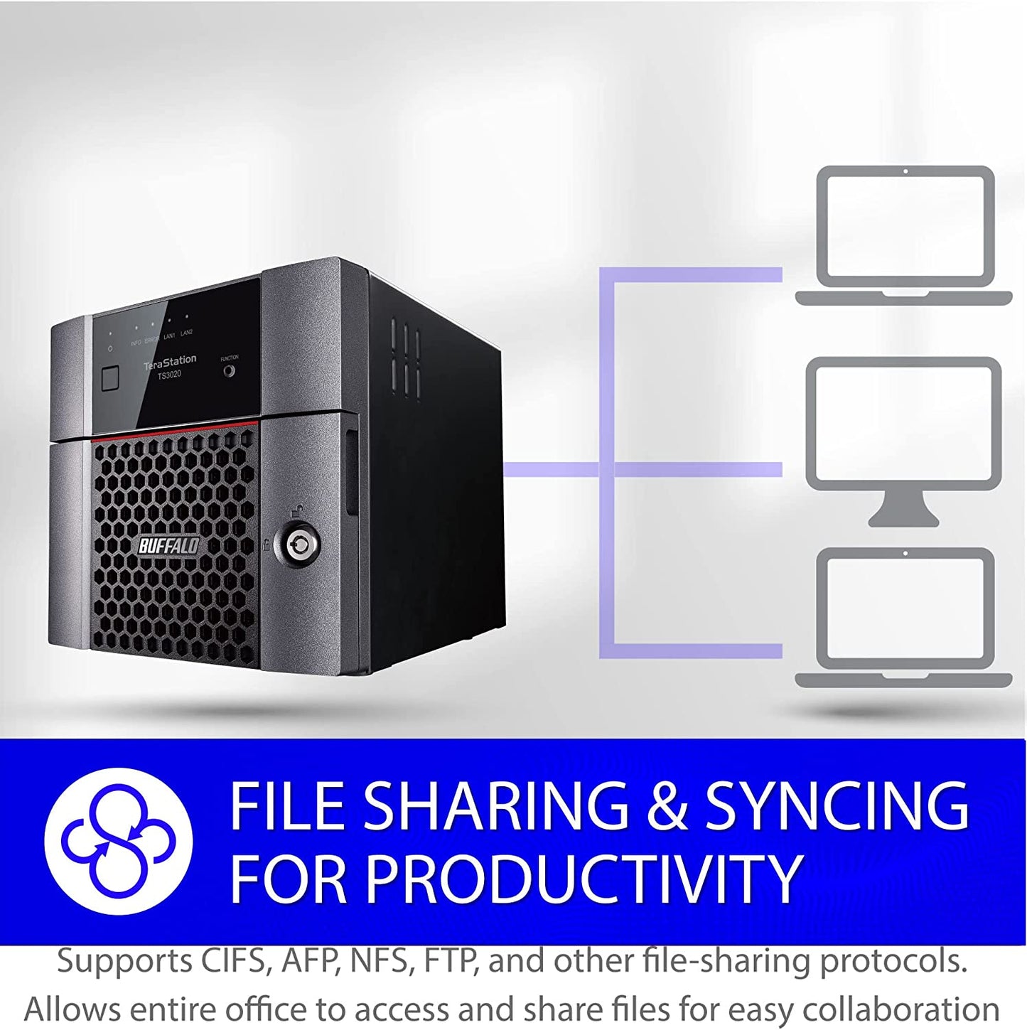 BUFFALO TeraStation 3220DN 2-Bay Desktop NAS 8TB (2x4TB) with HDD NAS Hard Drives Included 2.5GBE / Computer Network Attached Storage/Private Cloud/NAS Storage/Network Storage/File Server 8 TB TeraStation 3220DN Desktop NAS - 2 Drive Bays