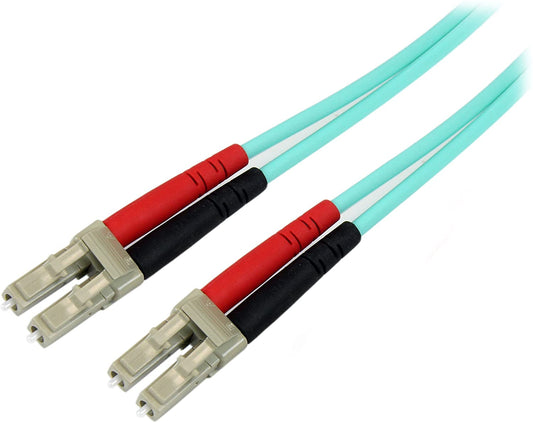 StarTech.com 10m Fiber Optic Cable - 10 Gb Aqua - Multimode Duplex 50/125 - LSZH - LC/LC - OM3 - LC to LC Fiber Patch Cable (A50FBLCLC10) LC-LC 30 ft / 9 m