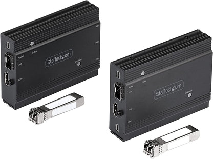 StarTech.com 4K HDMI KVM Extender Over Fiber - HDMI Video &amp; USB Remote KVM Switch/Console Extender - up to 984ft/300m (MultiMode) - 2X 10G MMF SFP+ modules - KVM Extension Kit (TX/RX) (SV565FXHD4KU)