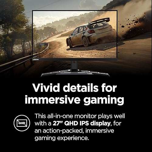 Lenovo Legion Y27q-30 Monitor - 2025 - Gaming Monitor - 27" QHD IPS Display - Overclocked 180z Artery Software - AMD FreeSync™ Premium - 0.5ms MPRT - Raven Black NearEdgeless Design