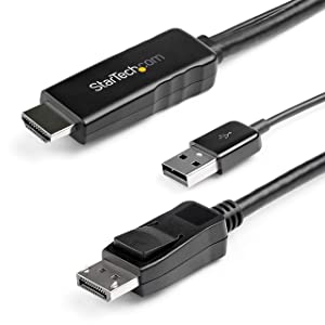 StarTech.com 3m HDMI to DisplayPort Adapter Cable with USB Power - 4K 30Hz Active HDMI 1.4 to DP 1.2 Converter (HD2DPMM3M), 9.8 Feet