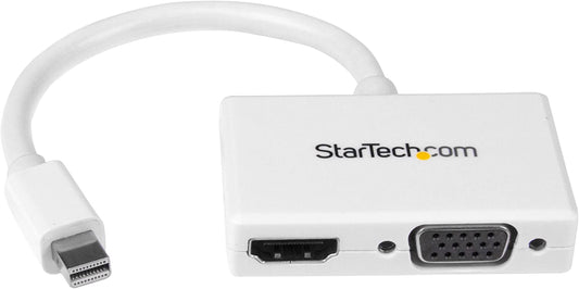 StarTech.com Mini DisplayPort to HDMI and VGA Adapter - Mini DisplayPort Multiport Hub for Your HDMI or VGA Monitor/Display (MDP2HDVGAW) White