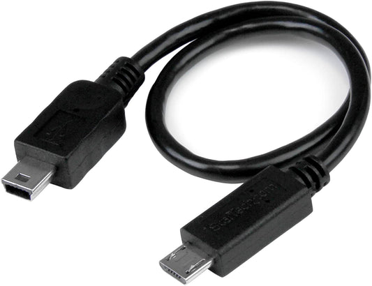 StarTech.com 8in USB OTG Cable - Micro USB to Mini USB - M/M - USB OTG Mobile Device Adapter Cable - 8 inch (UMUSBOTG8IN),Black 8in Micro USB to Mini USB Cable Black
