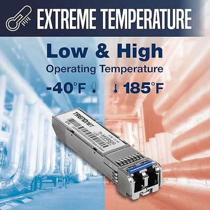 TRENDnet TI-MGBS20, 1000Base-LX Industrial SFP Single- Mode LC Module (20km), Lifetime Protection (20km)