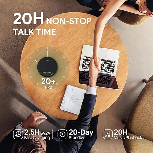 Yealink SP92 Bluetooth Speaker and Microphone with Dongle, Conference Speakerphone for Teams, 13ft 360° Omni Pickup, Full-Duplex Mic, Al Noise Reduction, 20H Call Time, USB C/A Black SP92 with Dongle USB-C/A