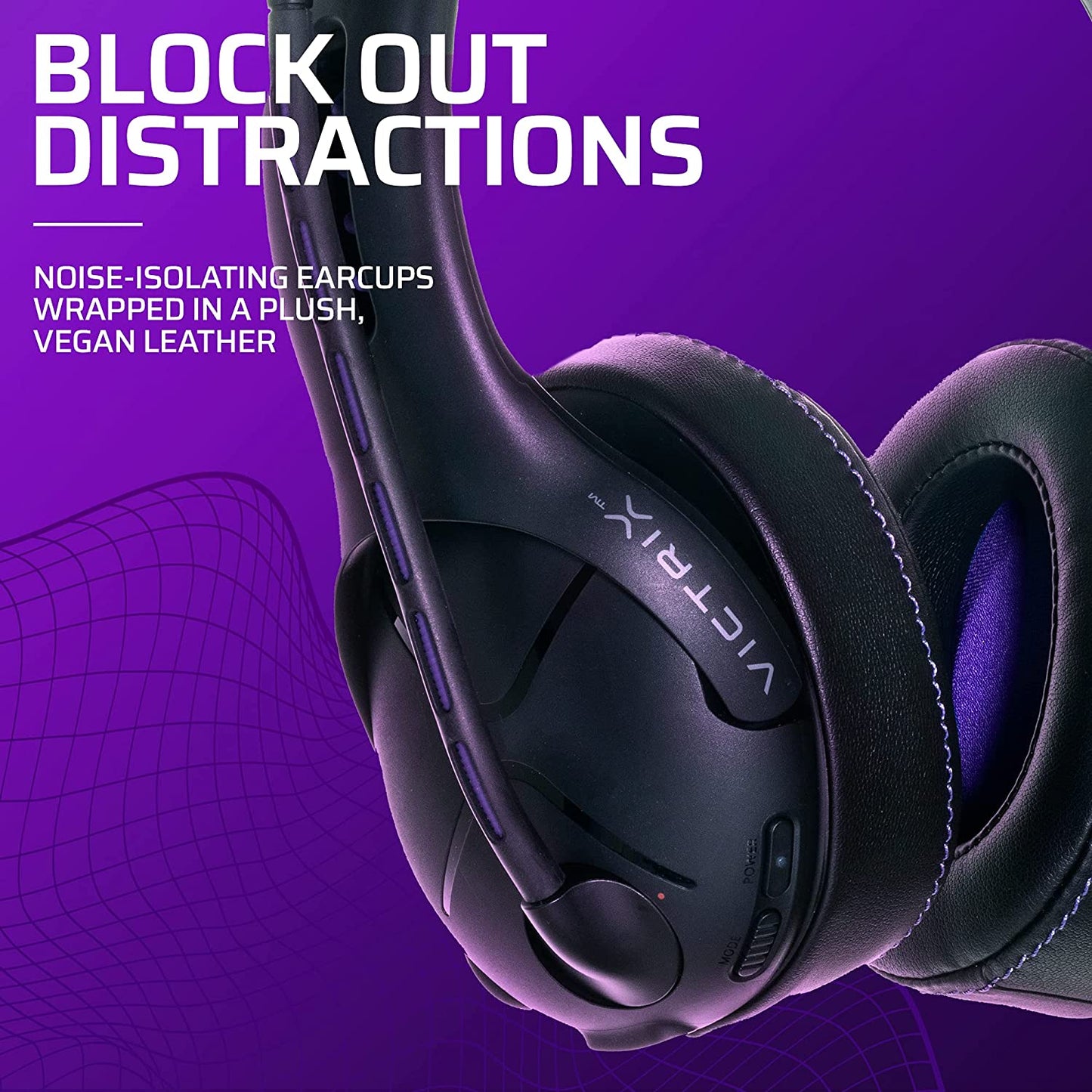 Pdp Victrix Gambit Black Wireless and Wired Gaming Headset with Mic - PlayStation PS4, PS5 - Esports-Ready Pro Audio, Noise Cancelling Microphone, Ultra-Comfort Over the Ear Headphones