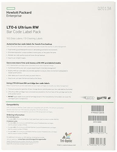 HPE LTO-6 Ultrium Re-writable Bar Code Label Pack - 110 Label