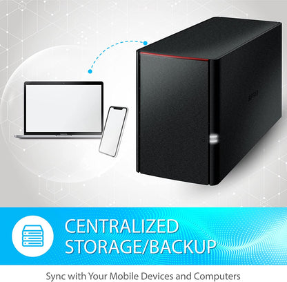 BUFFALO LinkStation 220 8TB 2-Bay NAS Network Attached Storage with HDD Hard Drives Included NAS Storage That Works as Home Cloud or Network Storage Device for Home LinkStation 220 – 2 Drive Bays 8 TB