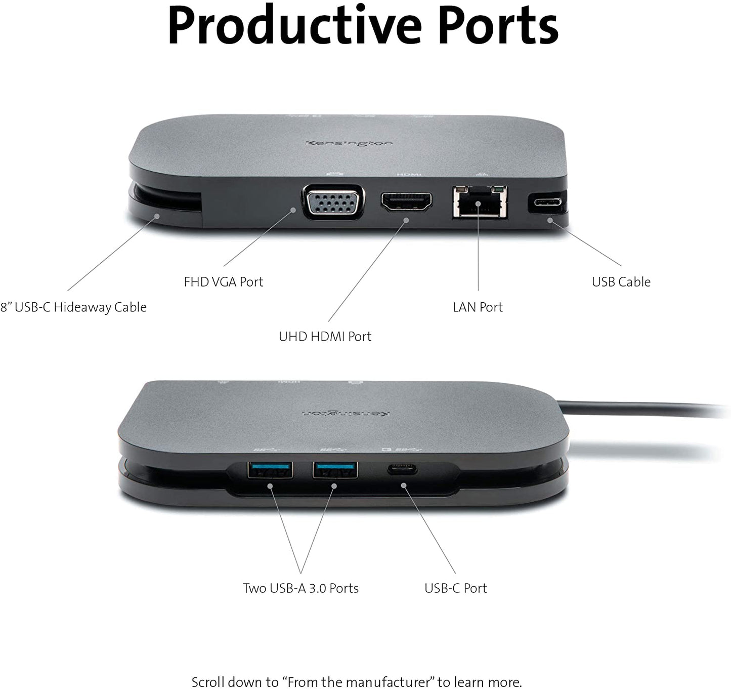 Kensington SD1610P Surface Dock for Microsoft Surface Pro 8, 7 &amp; 7+, Surface Pro X, Surface Go, Surface Laptop and Surface Book (K38365WW)