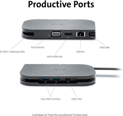 Kensington SD1610P Surface Dock for Microsoft Surface Pro 8, 7 &amp; 7+, Surface Pro X, Surface Go, Surface Laptop and Surface Book (K38365WW)