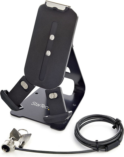 StarTech Secure Tablet Stand K-Slot Cable Lock - Locking Tablet Holder for 7.9"-13" Tablets - Universal Adjustable Tablet Mount for Desk/Surface - Lockable Anti-Theft Security Mount (SECTBLTDT), Black