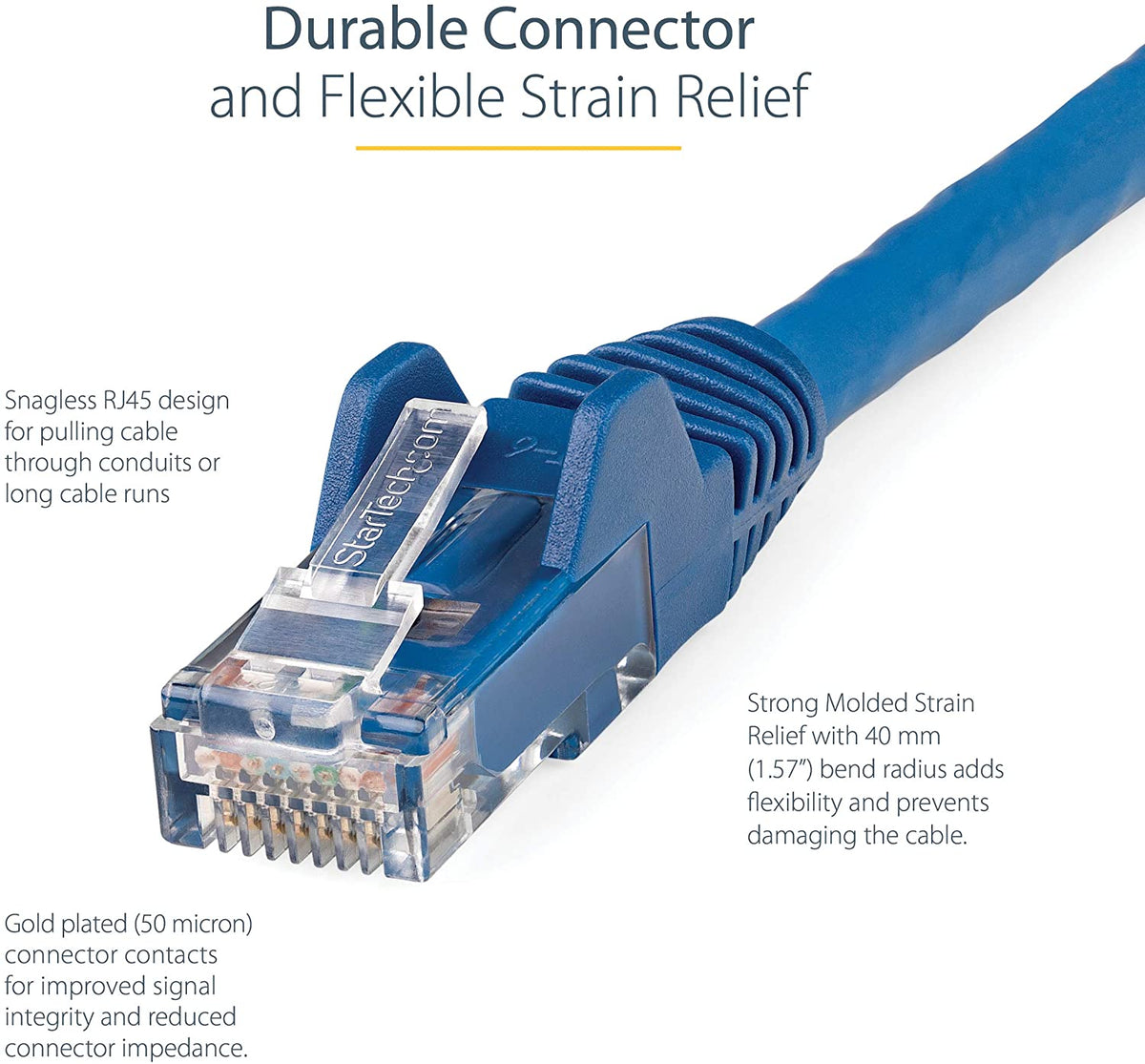 StarTech.com 25ft (7.6m) CAT6 Ethernet Cable - LSZH (Low Smoke Zero Halogen) - 10 Gigabit 650MHz 100W PoE RJ45 UTP Network Patch Cord Snagless w/Strain Relief - Blue CAT 6, ETL Verified (N6LPATCH25BL) 25 ft Blue