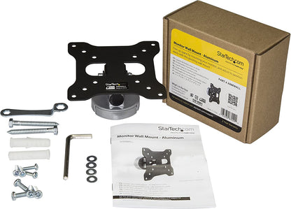 StarTech.com Monitor Wall Mount - Fixed - Supports Monitors 13” to 34” - VESA Monitor Wall Mount Bracket - Aluminum - Black &amp; Silver (ARMWALL) Fixed Silver