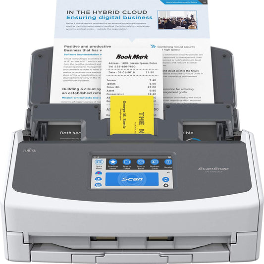Fujitsu ScanSnap iX1600 Wireless or USB High-Speed Cloud Enabled Document, Photo &amp; Receipt Scanner with Large Touchscreen and Auto Document Feeder for Mac or PC, White ScanSnap iX1600 White